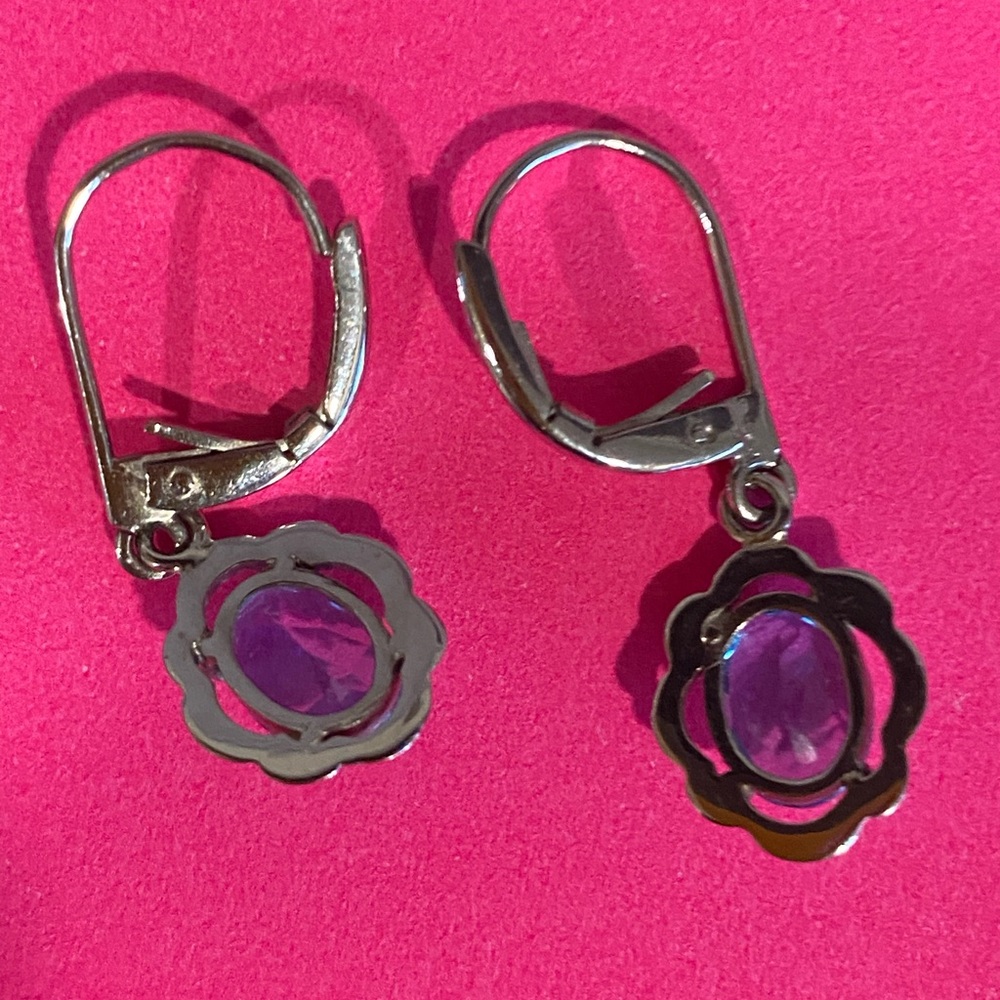 Elegant Blue Topaz 3 Earrings 2 Pendants and 1 Amethyst Pendant Gemstone Jewelry - Picture 11 of 14